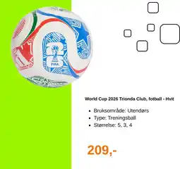 XXL Sport World Cup 2026 Trionda Club, fotball - Hvit tilbud
