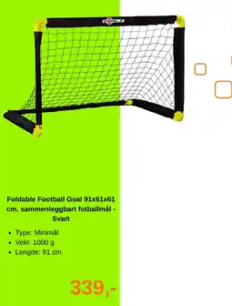 XXL Sport Foldable Football Goal 91x61x61 cm, sammenleggbart fotballmål - Svart tilbud
