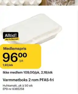 Storcash Varmmatboks 2 rom PFAS-fri tilbud