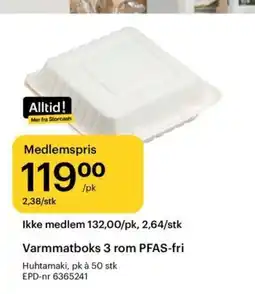 Storcash Varmmatboks 3 rom PFAS-fri tilbud