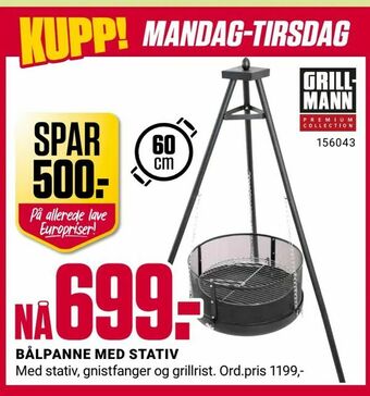 Europris Bålpanne med stativ tilbud