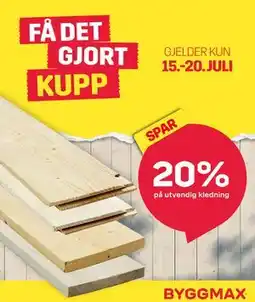 Byggmax SPAR 20% på utvendig kledning tilbud