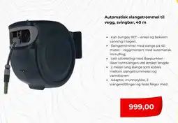 Clas Ohlson Automatisk slangetrommel til vegg, svingbar tilbud