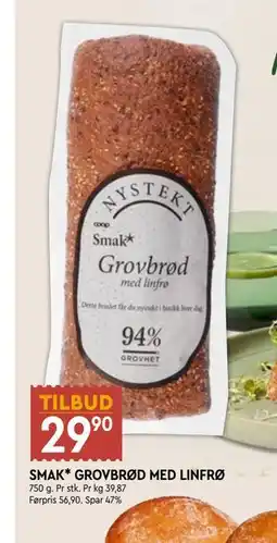 Coop Mega SMAK* GROVBRØD MED LINFRØ tilbud