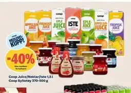 Coop Mega Coop Juice/Nektar/Iste 1,5 l Coop Syltetøy 370-500 g tilbud