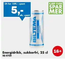 Biltema Energidrikk, sukkerfri, 25 cl tilbud
