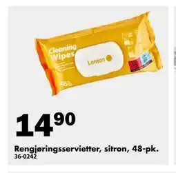 Biltema Rengjøringsservietter, sitron, 48-pk tilbud