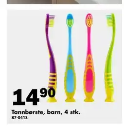 Biltema Tannbørste, barn, 4 stk tilbud