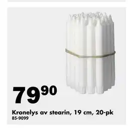 Biltema Kronelys av stearin, 19 cm, 20-pk tilbud