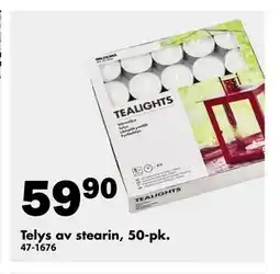 Biltema Telys av stearin, 50-pk tilbud