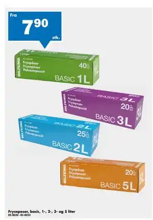 Fryseposer, basic, 1-, 2-, 3- og 5 liter