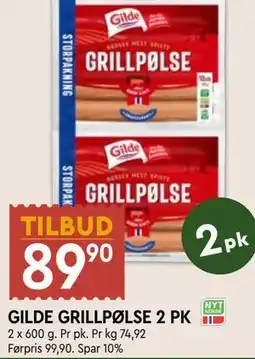 Coop Mega GILDE GRILLPØLSE 2 PK tilbud
