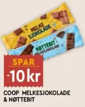 Coop Mega Coop melkesjokolade & nøttebit tilbud