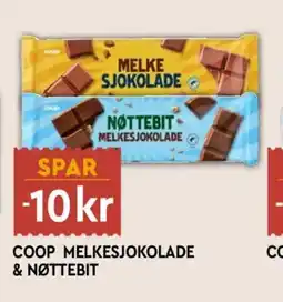 Coop Mega Coop melkesjokolade & nøttebit tilbud