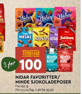 Coop Mega Nidar favoritter/ minde sjokoladeposer tilbud