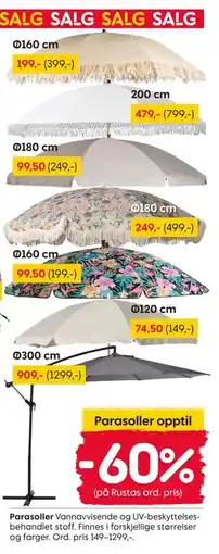 Rusta Parasoller tilbud