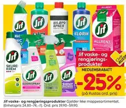 Rusta Jif vaske- og rengjøringsprodukter tilbud