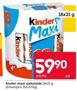 Rusta Kinder maxi sjokolade tilbud