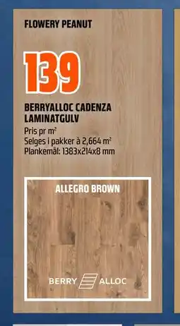 Obs Bygg BERRYALLOC CADENZA LAMINATGULV tilbud