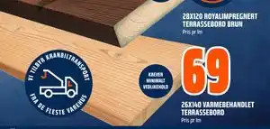 Obs Bygg 26X140 VARMEBEHANDLET TERRASSEBORD tilbud