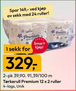 Gigaboks Tørkerull Premium 12 x 2 ruller tilbud