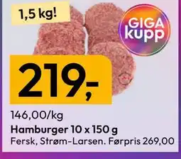 Gigaboks Hamburger 10 x 150 g tilbud