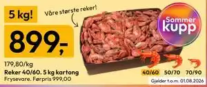Gigaboks Reker 40/60. 5 kg kartong tilbud