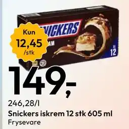 Gigaboks Snickers iskrem 12 stk 605 ml tilbud