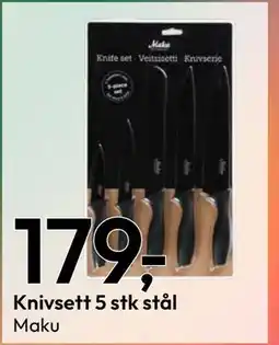 Gigaboks Knivsett 5 stk stål tilbud