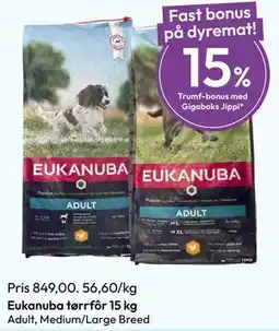 Gigaboks Eukanuba tørrfôr 15 kg tilbud