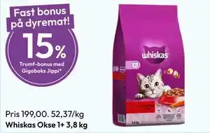Gigaboks Whiskas Okse 1+ 3,8 kg tilbud