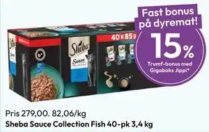 Gigaboks Sheba Sauce Collection Fish 40-pk 3,4 kg tilbud