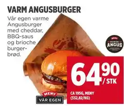 Meny VARM ANGUSBURGER tilbud