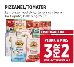 Meny PIZZAMEL/TOMATER tilbud