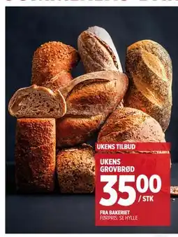 Meny UKENS GROVBRØD tilbud