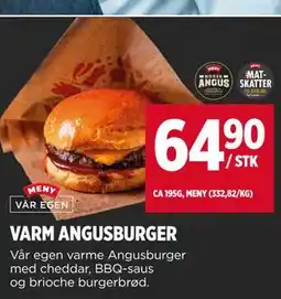 Meny VARM ANGUSBURGER tilbud