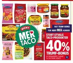 Meny STORT UTVALG TACO-PRODUKTER tilbud