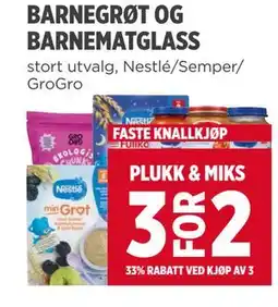 Meny BARNEGRØT OG BARNEMATGLASS tilbud
