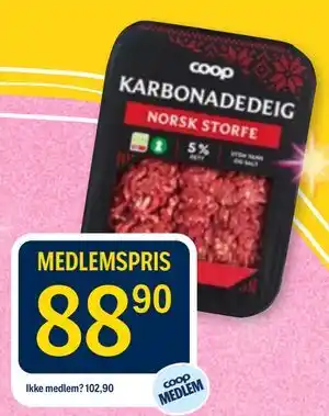 Coop Prix Karbonadedeig tilbud