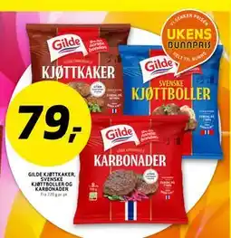 Bunnpris GILDE KJØTTKAKER, SVENSKE KJØTTBOLLER OG KARBONADER tilbud