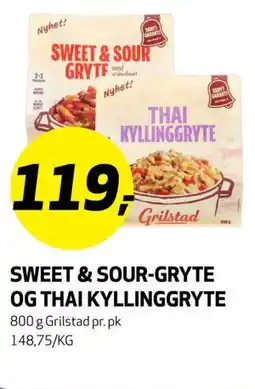 Bunnpris SWEET & SOUR-GRYTE OG THAI KYLLINGGRYTE tilbud