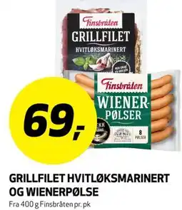 Bunnpris GRILLFILET HVITLØKSMARINERT OG WIENERPØLSE tilbud