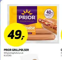 Bunnpris PRIOR GRILLPØLSER tilbud