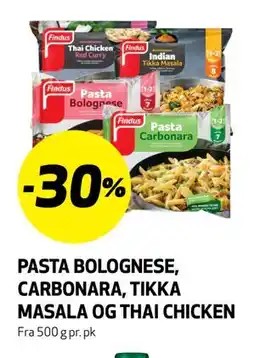 Bunnpris PASTA BOLOGNESE, CARBONARA, TIKKA MASALA OG THAI CHICKEN tilbud