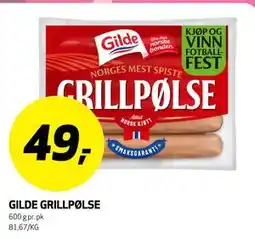 Bunnpris GILDE GRILLPØLSE tilbud