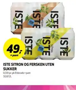 Bunnpris ISTE SITRON OG FERSKEN UTEN SUKKER tilbud