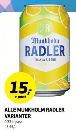 Bunnpris ALLE MUNKHOLM RADLER VARIANTER tilbud