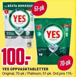 Europris YES OPPVASKTABLETTER tilbud