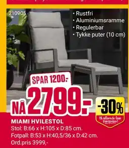 Europris MIAMI HVILESTOL tilbud