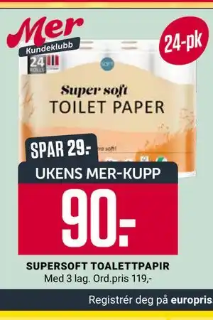 Europris SUPERSOFT TOALETTPAPIR, App-pris tilbud